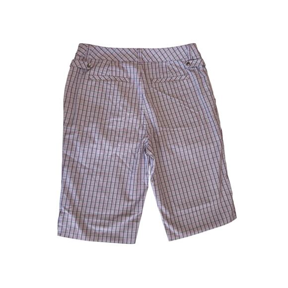 Annika Cutter & Buck Purple Plaid Golf Shorts Women's Size 4 Midrise 12" Inseam - Picture 3 of 8
